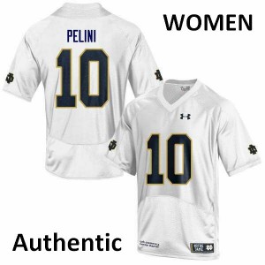 Womens Notre Dame #10 Patrick Pelini White Authentic Embroidery Jerseys 775236-343